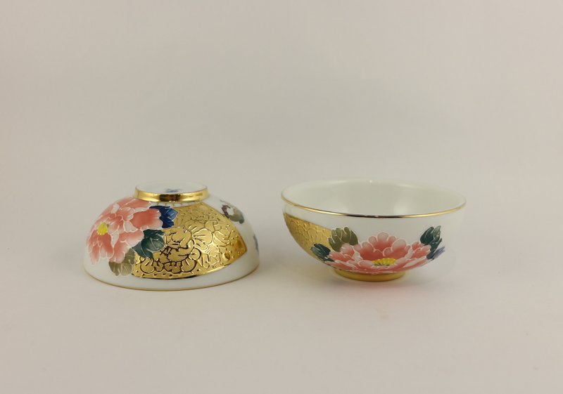 純手繪茶杯-廣結善緣對杯(中圓杯)-粉紅牡丹 - 茶壺/茶杯/茶具 - 瓷 粉紅色