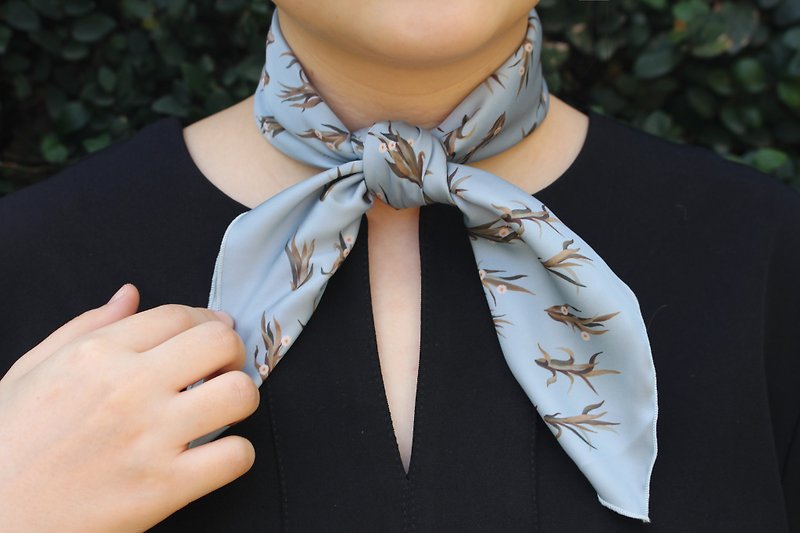 【Micro-defect product】Printed silk scarf - Scarves - Polyester Multicolor