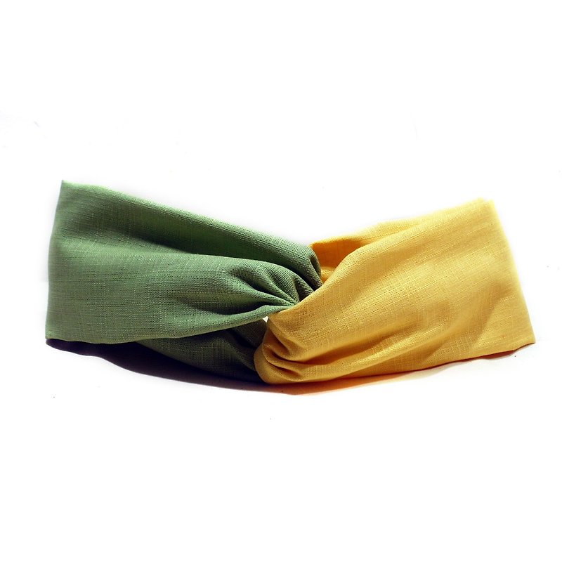 Spring color plain color cross headband - ที่คาดผม - ผ้าฝ้าย/ผ้าลินิน สีเหลือง