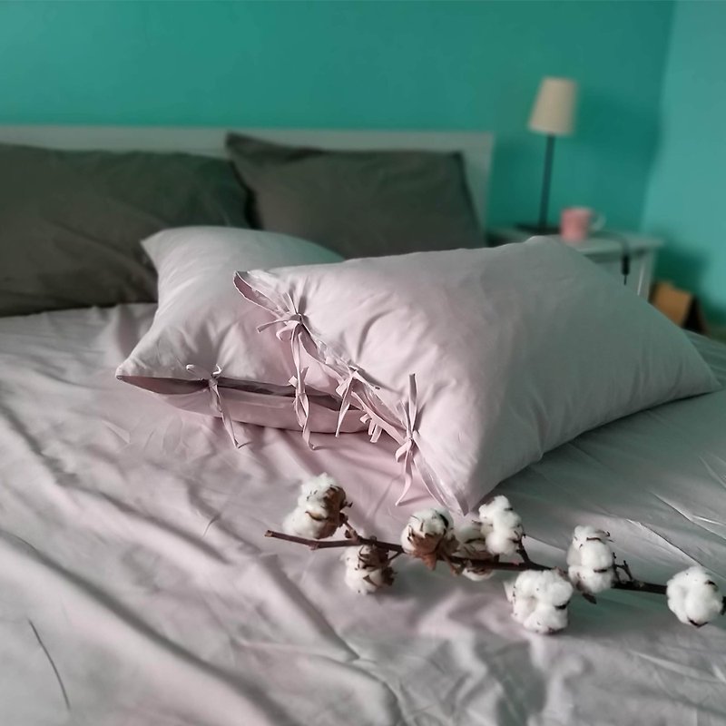 Pillow case_Awakening of Heart 1 pair of pillow case_quartz pink(New) - Bedding - Cotton & Hemp Pink