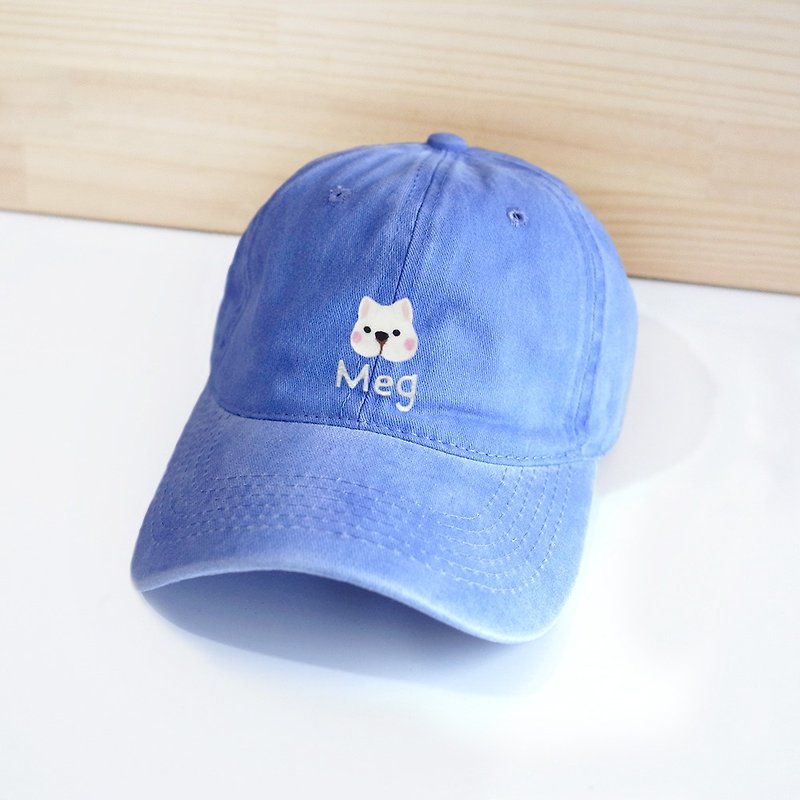 [Q-cute] hat series - dog head plus word / customized / retro wind baseball cap - หมวก - ผ้าฝ้าย/ผ้าลินิน หลากหลายสี