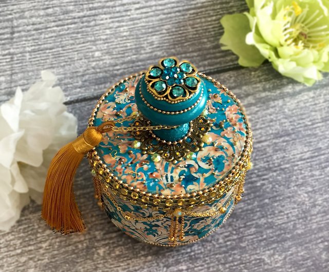 Oriental Jewelry Box, Green Jewelry box,Arabic Jewelry box