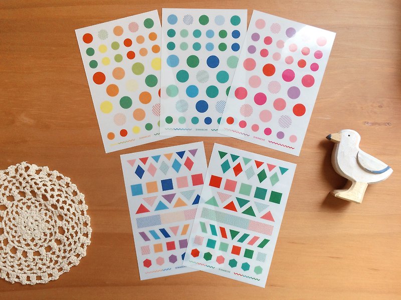 迪夢奇 感壓貼 - 幾何色彩 內含五張一組/手帳專門 - 貼紙 - 紙 多色