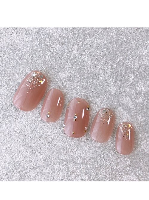 e-nail ローズピンクの上品ネイル 美甲 nails pink one color 付け爪