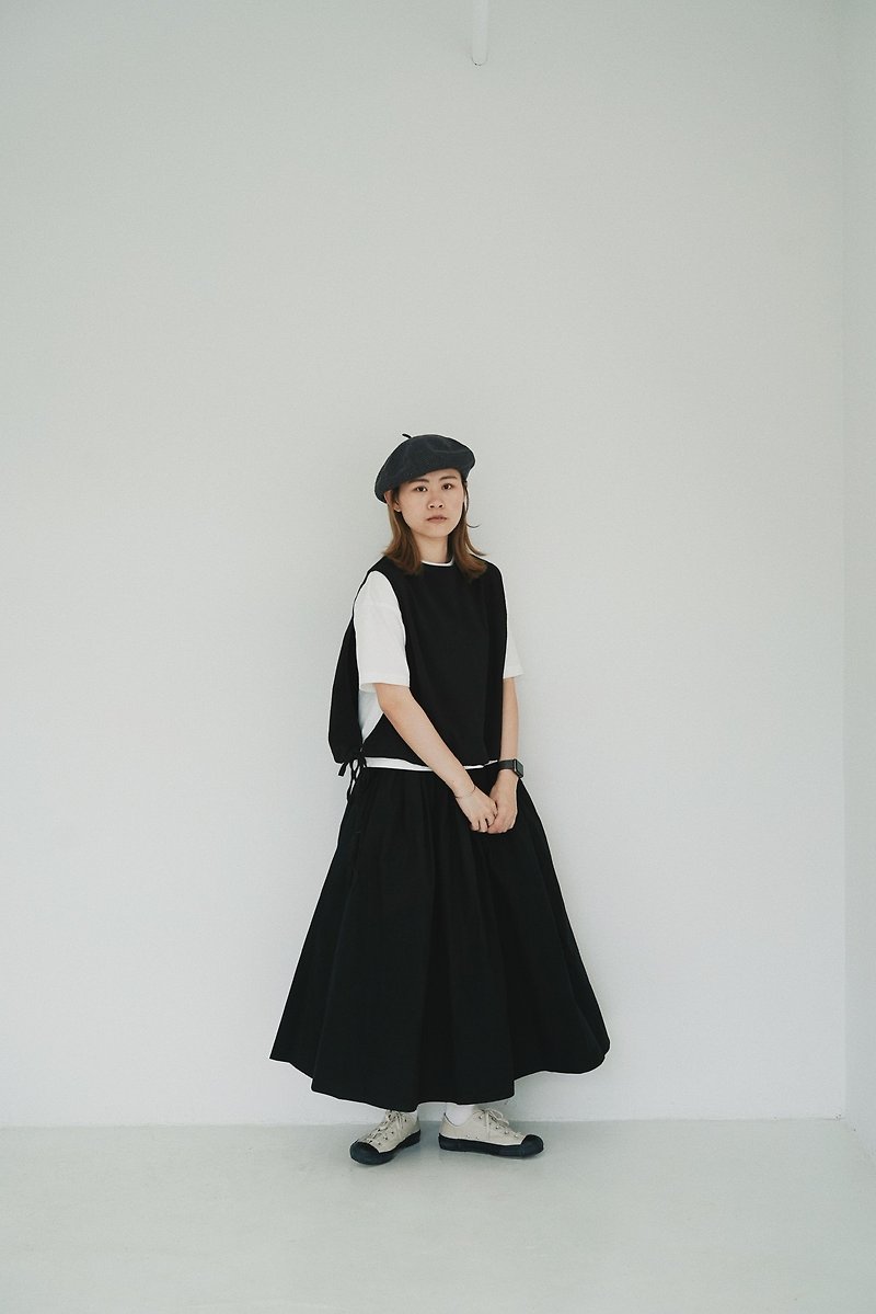 Drawstring Blouse - Black - เสื้อกั๊กผู้หญิง - ผ้าฝ้าย/ผ้าลินิน สีดำ