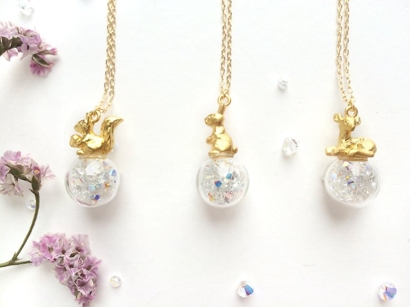 necklace / Rabbit / Deer /Squirrel - Necklaces - Glass 