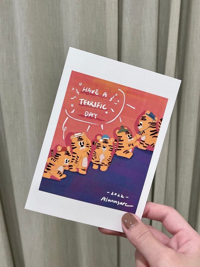 Year of the Tiger Blessing Card Postcard (Illustrator Design) - Digital Portraits, Paintings & Illustrations - Paper Multicolor