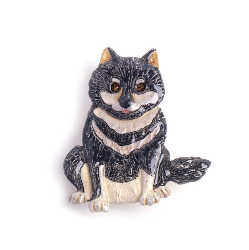 Sitting Shiba Inu Brooch - เข็มกลัด - โลหะ 