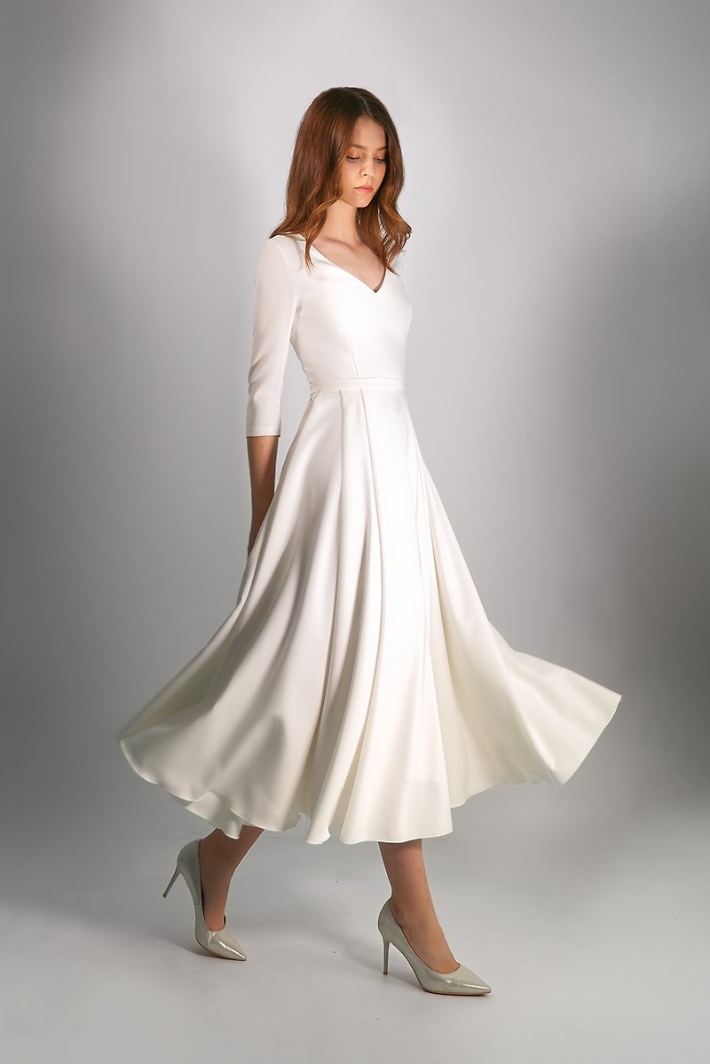 Polyester Evening Dresses & Gowns White - LERA wedding dress cocktail dress white dress