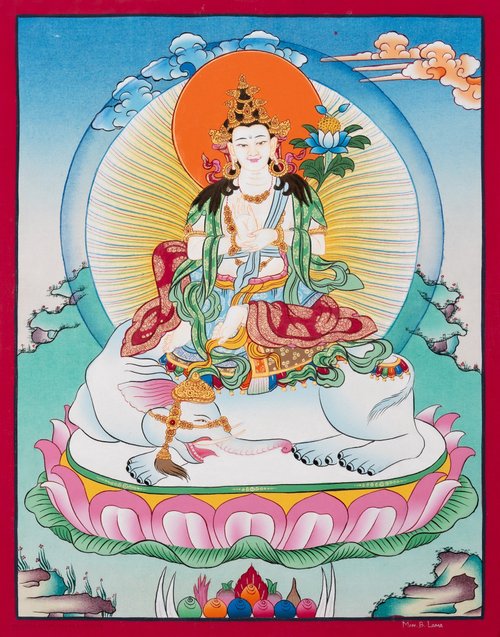 【真作】絵画　日本画　静寂の中の微笑　柔らかな色彩の幻想的な仏画　W55 BUDDHIST ART｜鶴田一郎：ICHIRO TSURUTA 