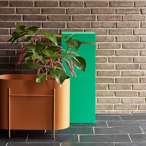 Hübsch Taiwan 【Hübsch】－021220 橙色金屬室內植栽盆器