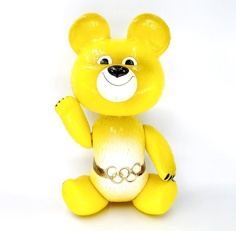Bear MISHA celluloid doll mascot USSR Olympic Games Moscow 1980 - Kids' Toys - Porcelain Yellow