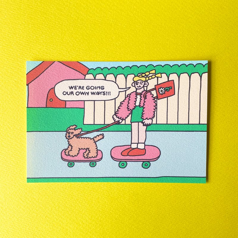 Postcard Mini Poster Girl and Dog - การ์ด/โปสการ์ด - กระดาษ 