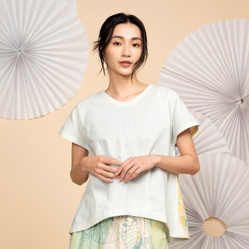 風翔花苞法袖上衣_流翠 - 女上衣/長袖上衣 - 棉．麻 白色