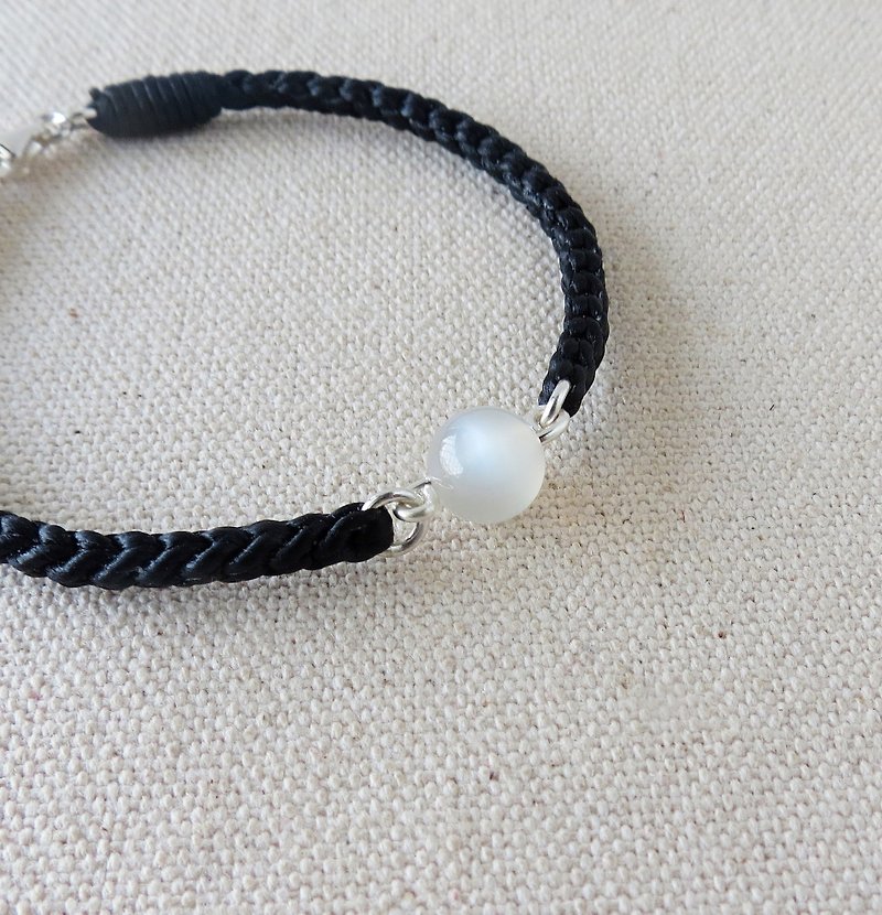 Sterling Silver**[Fortune Stone] Moonstone Silk Wax Bracelet*[8 strands] - Bracelets - Gemstone Black
