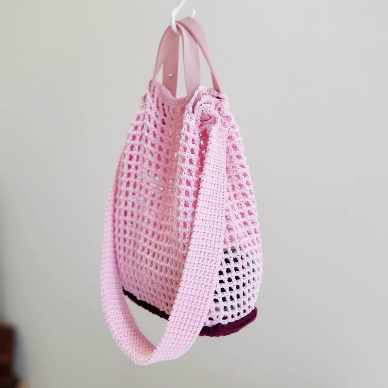 Tone on tone mesh bag 同恩同網袋 / 手工鉤針編織包 - 手提包/手提袋 - 棉．麻 