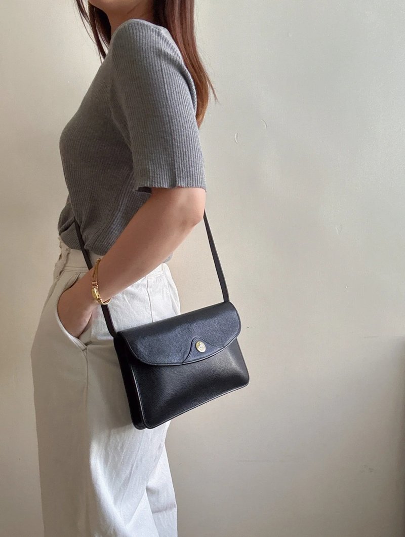 中古正品 Christian Dior 迪奧 真皮斜背包 腋下包 法國製 - 側背包/斜背包 - 真皮 黑色