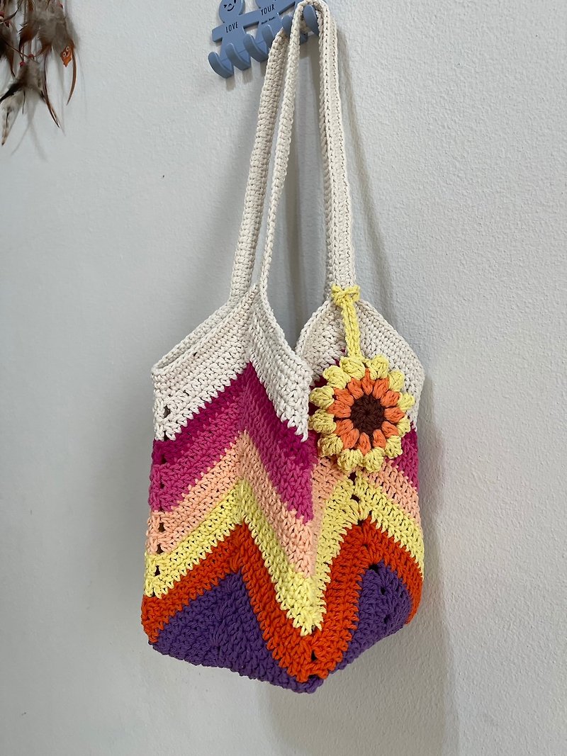 Granny Square colorful Bag,Crochet Bag, Women Bag - 手袋/手提袋 - 棉．麻 多色