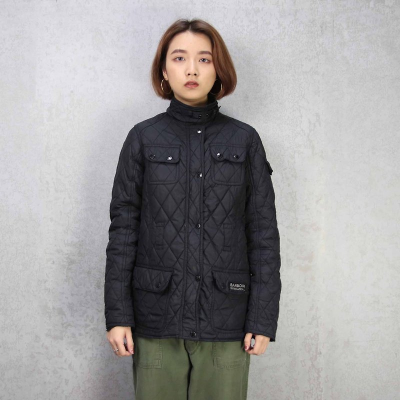 Tsubasa.Y ancient house Barbour009 black quilted jacket, lightweight cotton jacket to keep warm - เสื้อแจ็คเก็ต - ไนลอน 