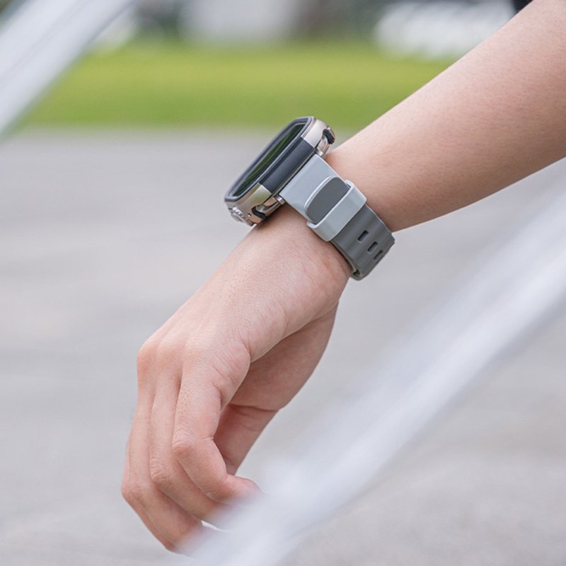 Apple Watch Linus 防水矽膠雙色錶帶-灰 - 錶帶 - 矽膠 灰色