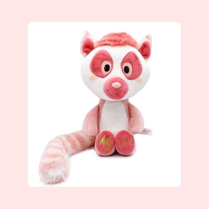 [Leofoo Village] Pre-order 30cm Pink Lemur 45th Anniversary Embroidery Limited Edition number comes with - Stuffed Dolls & Figurines - Cotton & Hemp Pink