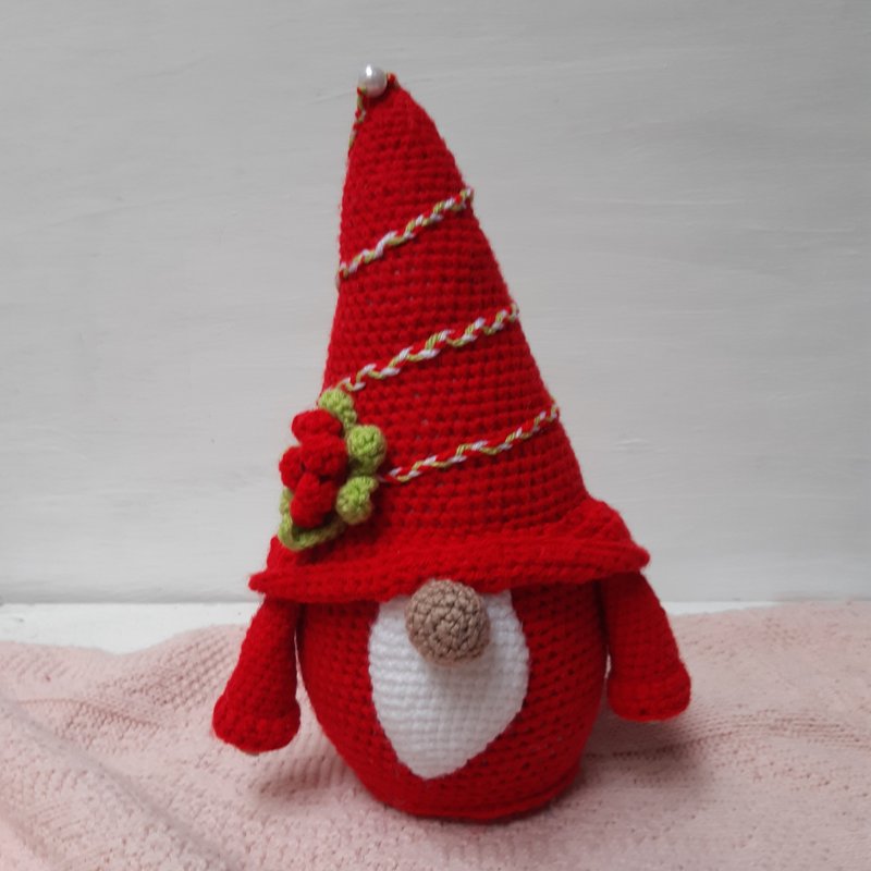 Christmas Gnome Crochet Gnome Christmas gift Christmas Ornament Plush toy Decor - ตุ๊กตา - วัสดุอื่นๆ สีแดง