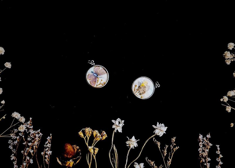 花與蝶與貝 蝴蝶標本雙面古董墜飾－歐洲古董首飾 Antique - 項鍊 - 珍珠 