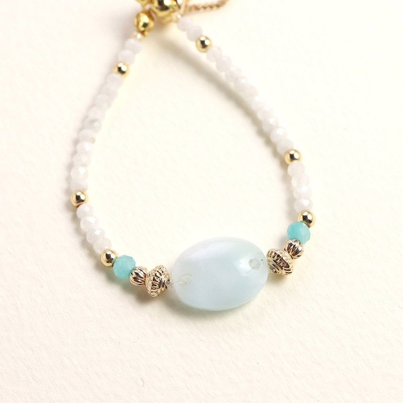 La Lima Small pull亚特兰提斯Tianhe Stone Moonstone adjustable bracelet - Bracelets - Semi-Precious Stones Blue