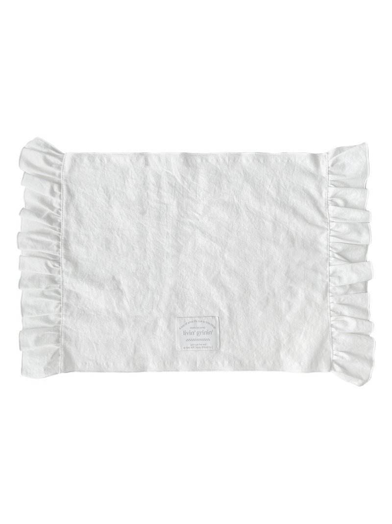 plain kitchen cloth_frill - ผ้ารองโต๊ะ/ของตกแต่ง - ผ้าฝ้าย/ผ้าลินิน ขาว