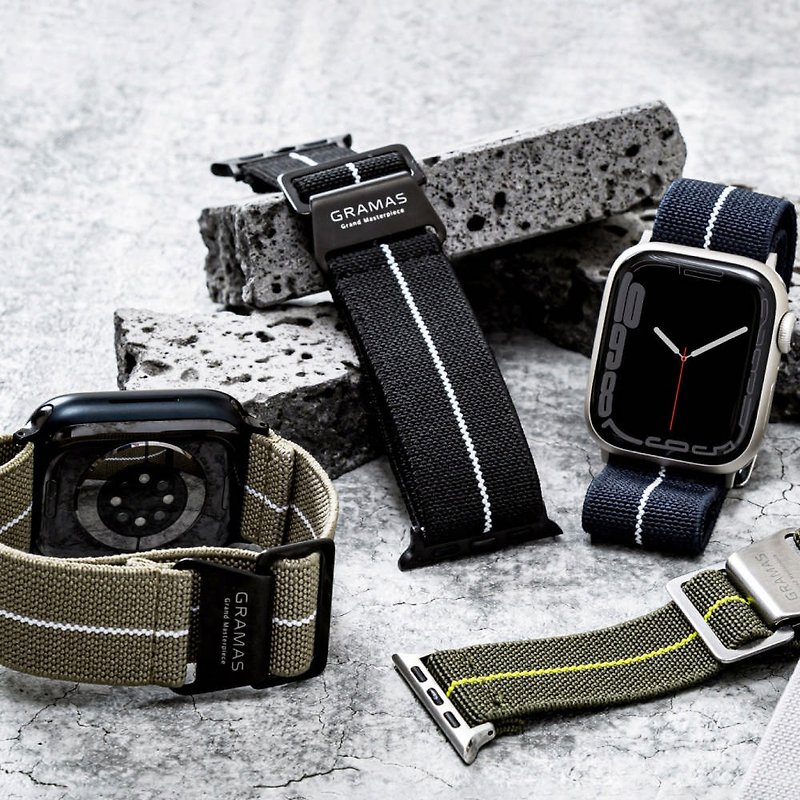 MARINE NATIONALE STRAP for Apple Watch 42/44/45/49mm - Watchbands - Cotton & Hemp Black
