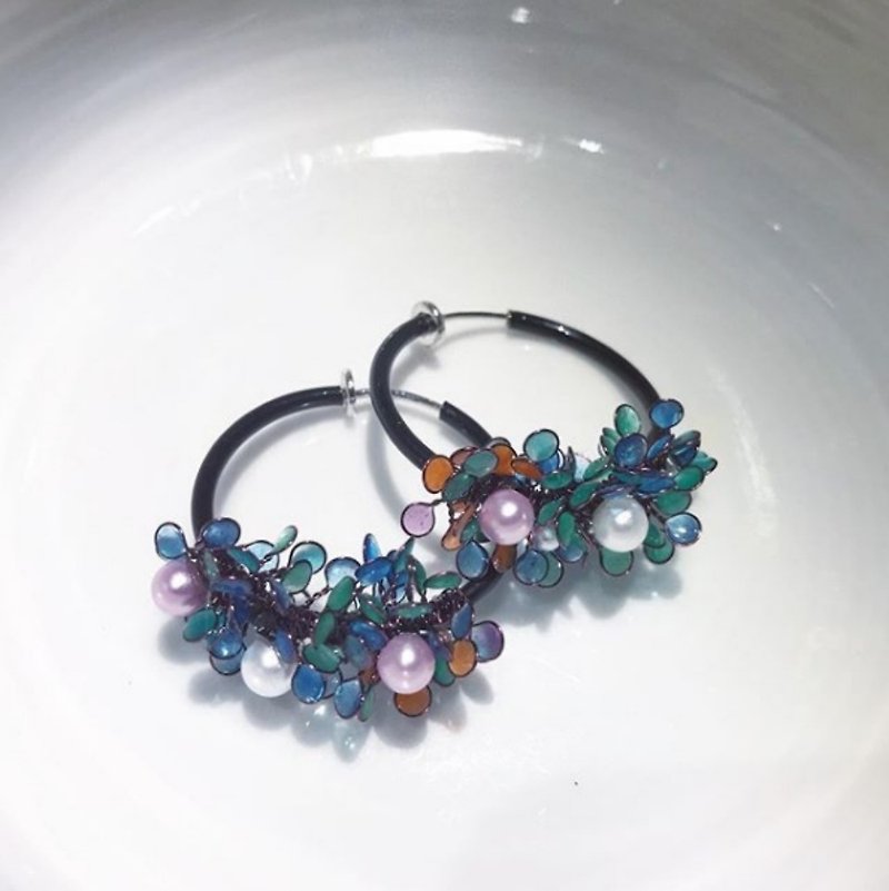 Angel Flower Basket Ear Clips【Princess Jasmine】 - Earrings & Clip-ons - Other Materials Blue