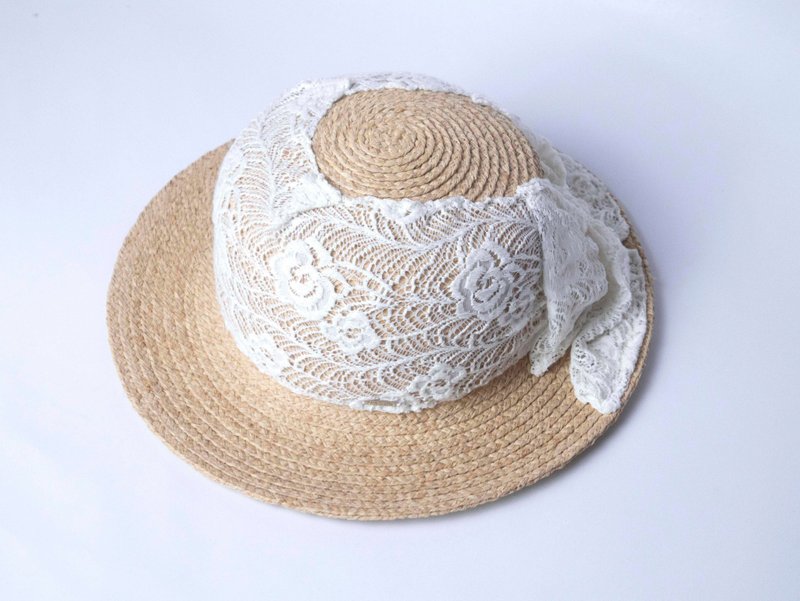 Thick pound raffia flat-leaf hat - หมวก - กระดาษ สีเหลือง