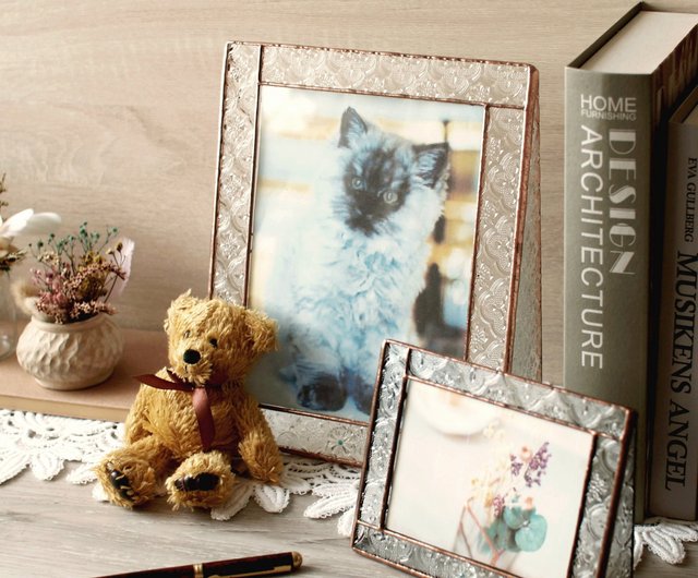 ガラスフォトフレーム レトロ ノスタルジック ベゴニア フラワー