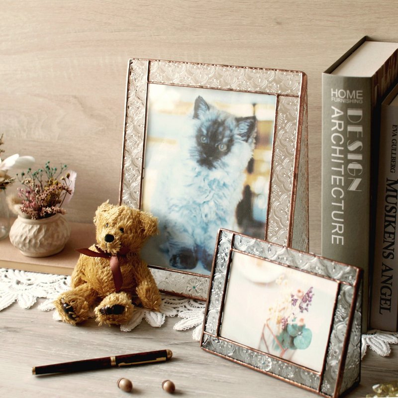 Glass photo frame retro nostalgic begonia flower glass - กรอบรูป - วัสดุอื่นๆ หลากหลายสี