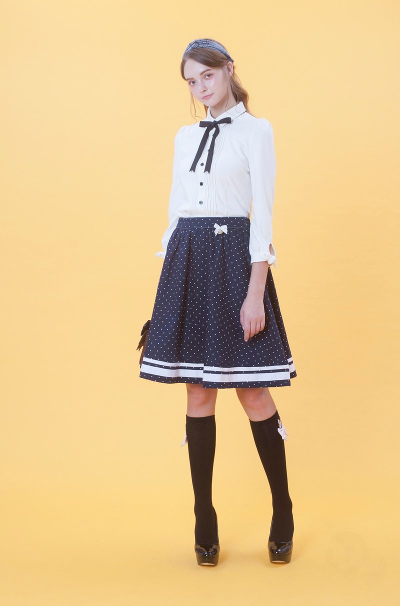 Spring and Summer KB Cuffs Tie Top 823F712 - เสื้อผู้หญิง - เส้นใยสังเคราะห์ ขาว