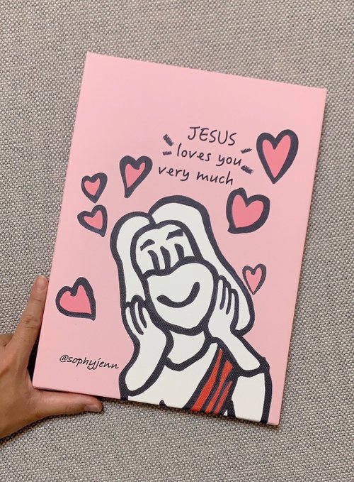 蘇妃藝術 SOPHIE ART 耶穌愛你 Jesus Loves You 油畫布材質 無框畫 掛畫 蘇妃藝術