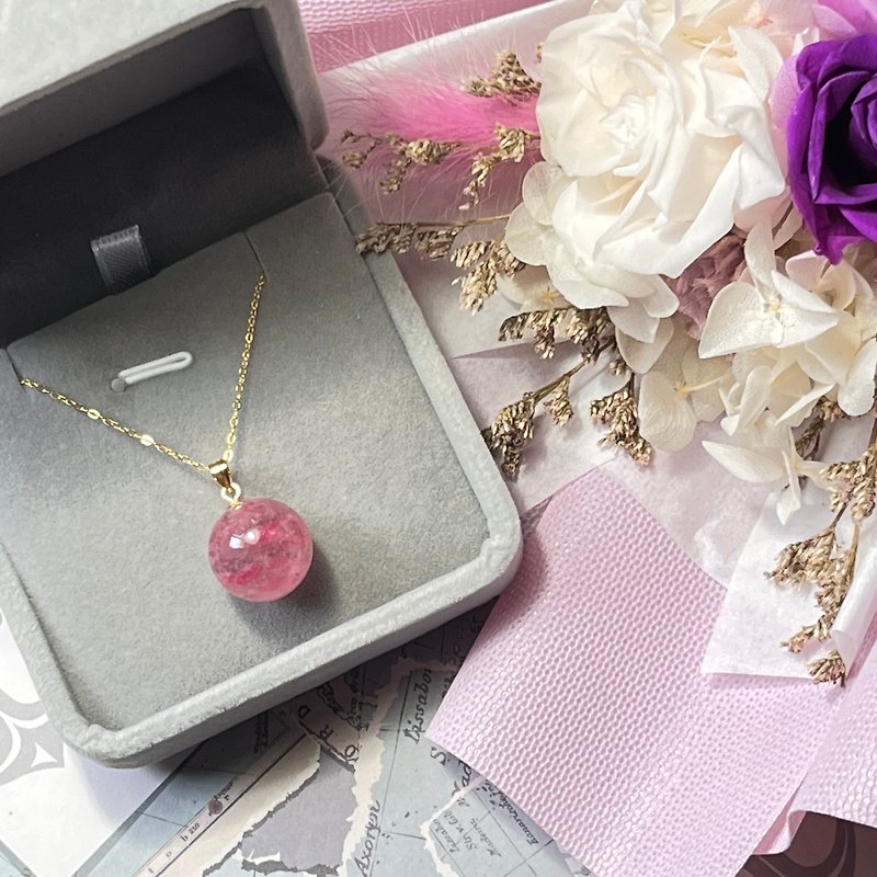 【Waiwaixi Crystal】Rose Flower Love Stone Crystal Necklace - Necklaces - Gemstone Blue