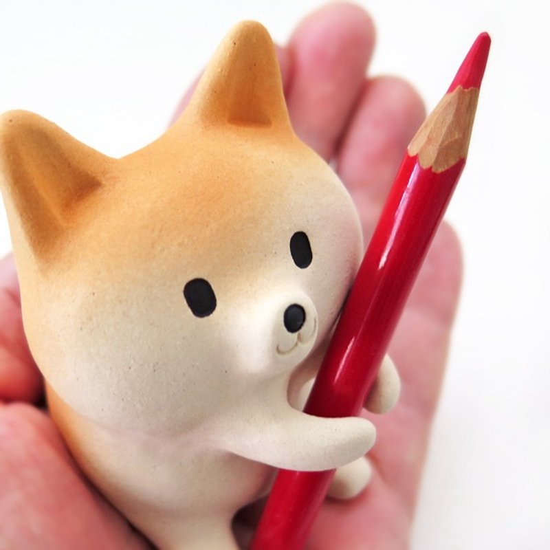 柴わん　お座りペンホルダー - 擺飾/家飾品 - 陶 橘色