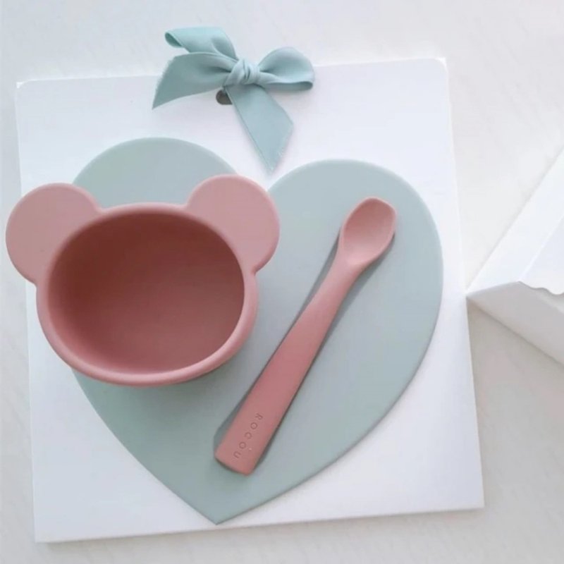 【Korea ROCOU】Non-staple Food Placemat-Love - จานเด็ก - ซิลิคอน 