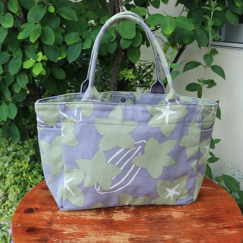 トート　サイドポケットSサイズ  スターフルーツ_ギフト_スター - 手提包/手提袋 - 棉．麻 綠色