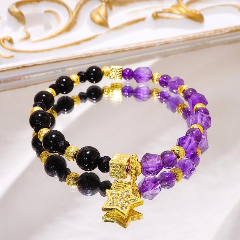 Twilight Stars/Amethyst Obsidian Black Spinel/Natural Crystal Bracelet/Prelude to the Story - Bracelets - Crystal 