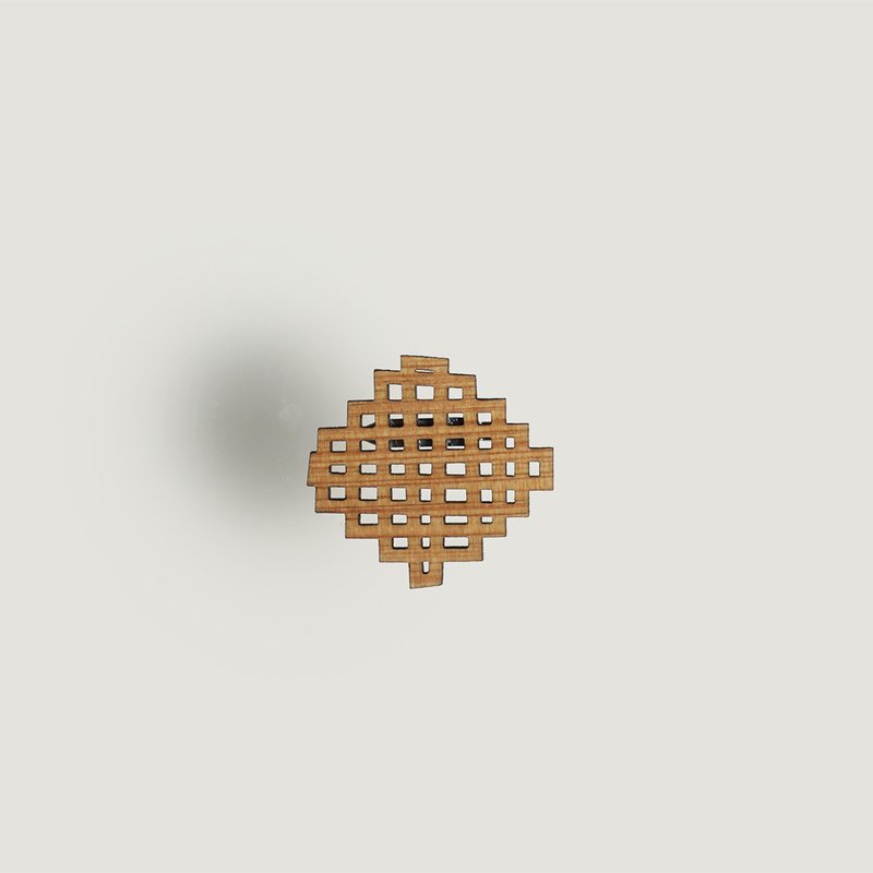 brooch waffle L / waffle brooch L size - Brooches - Wood 