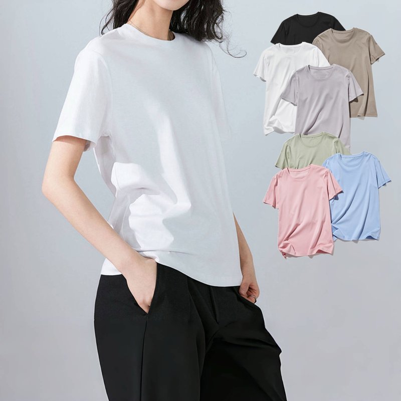 至高の夏素材! 冷感 ドライタッチ 効果Tシャツ　プレミアムピマコットン100%　カットソー250512 - 女 T 恤 - 棉．麻 