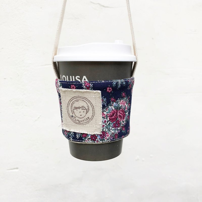Rose sandals / rose blue pink purple / beverage cup holder beverage bag - Beverage Holders & Bags - Cotton & Hemp 