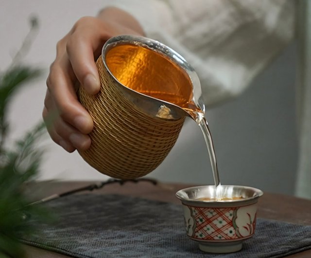 手工純銀配竹編外殼茶海公道杯DANS｜茶壺/茶杯/茶具人氣榜- Pinkoi