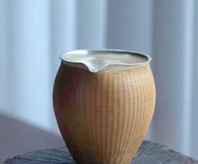 手工純銀配竹編外殼茶海公道杯DANS｜茶壺/茶杯/茶具人氣榜- Pinkoi