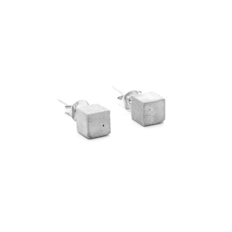 Mini Cube Earrings | Classic Series - ต่างหู - ปูน สีเทา