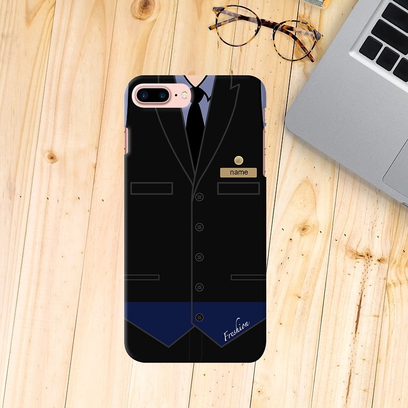 Personalised China Airlines Air Steward / Fight attendant iPhone Samsung Case  - スマホケース - プラスチック ブラック
