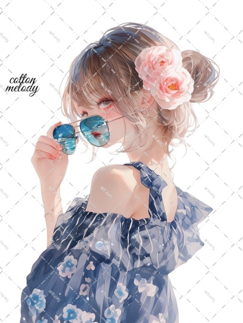 original sticker no.6121 人物ステッカー オリジナルステッカー 人物ステッカー 女の子ステッカー オリジナル人物ステッカー - 貼紙 - 紙 