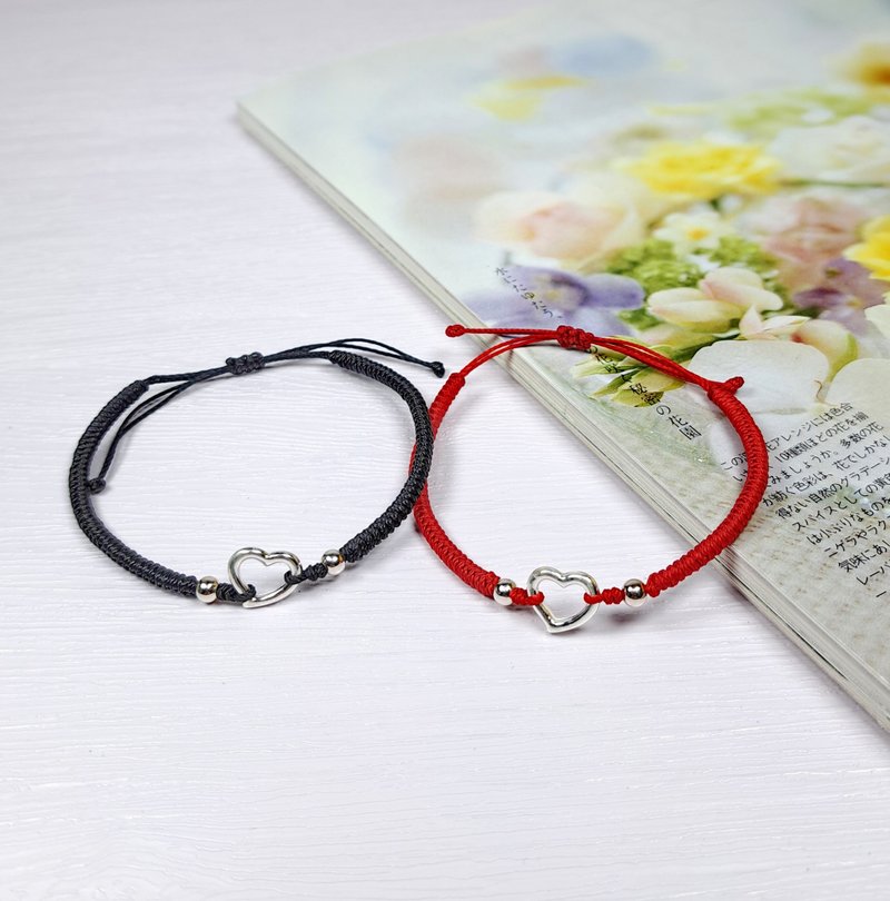 心心情侶手繩 情侶手環 手繩 (套裝)【自選顏色】TBC001(L) - 手鍊/手環 - 純銀 紅色